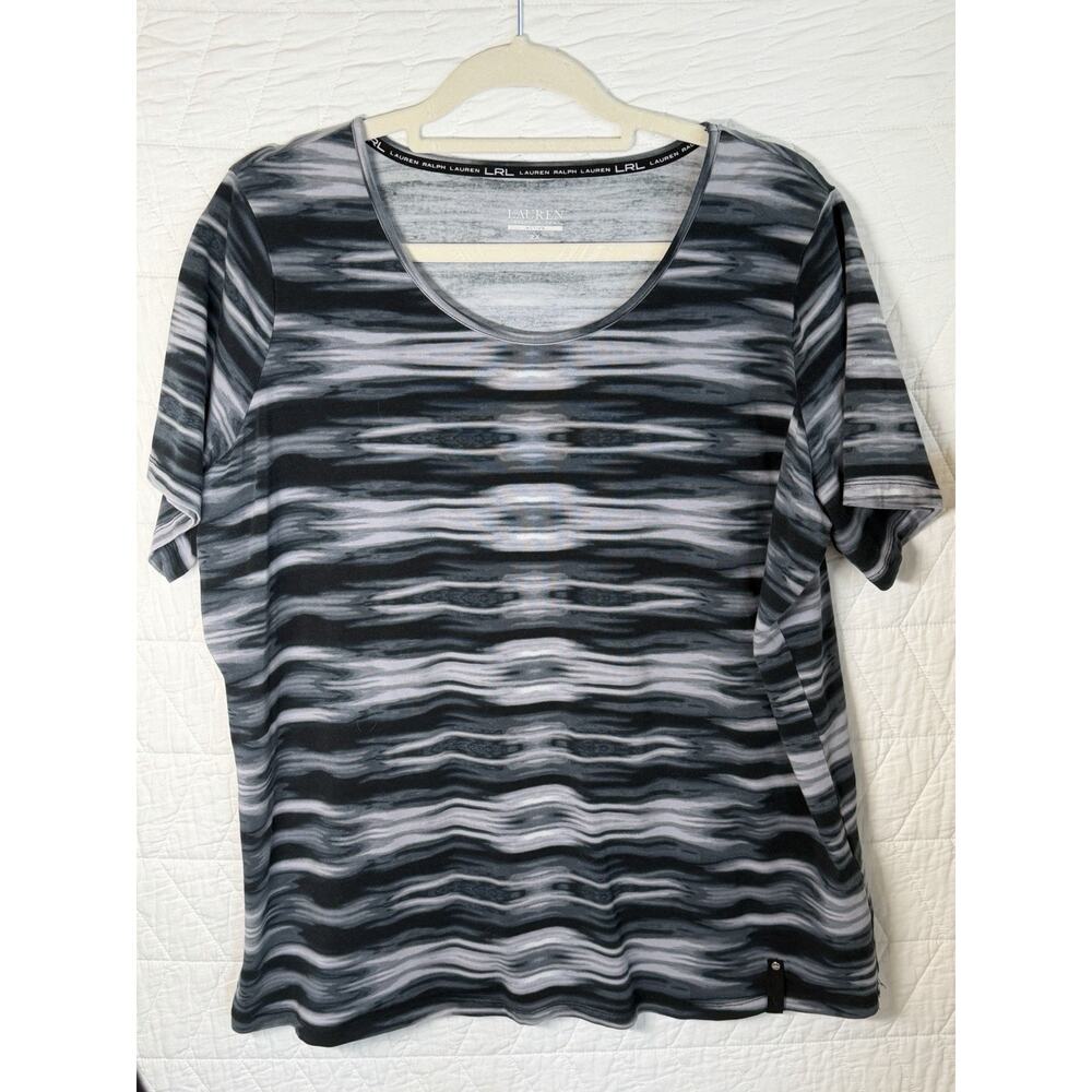 Lauren Ralph LaurenActive Women's Gray and Black Striped Top Size 2X
